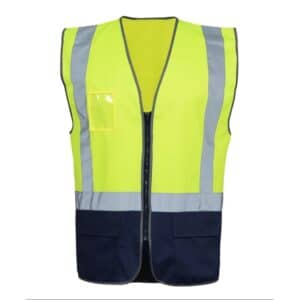 Dual Tone Colour High Vis Safety Vest with Zipper & Pockets