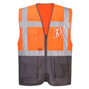 Hi-Vis Contrast Executive Vest Orange-Grey